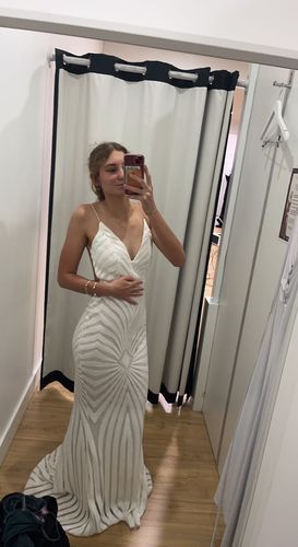 Customer photo review of Kourtney Sequin Gown - White