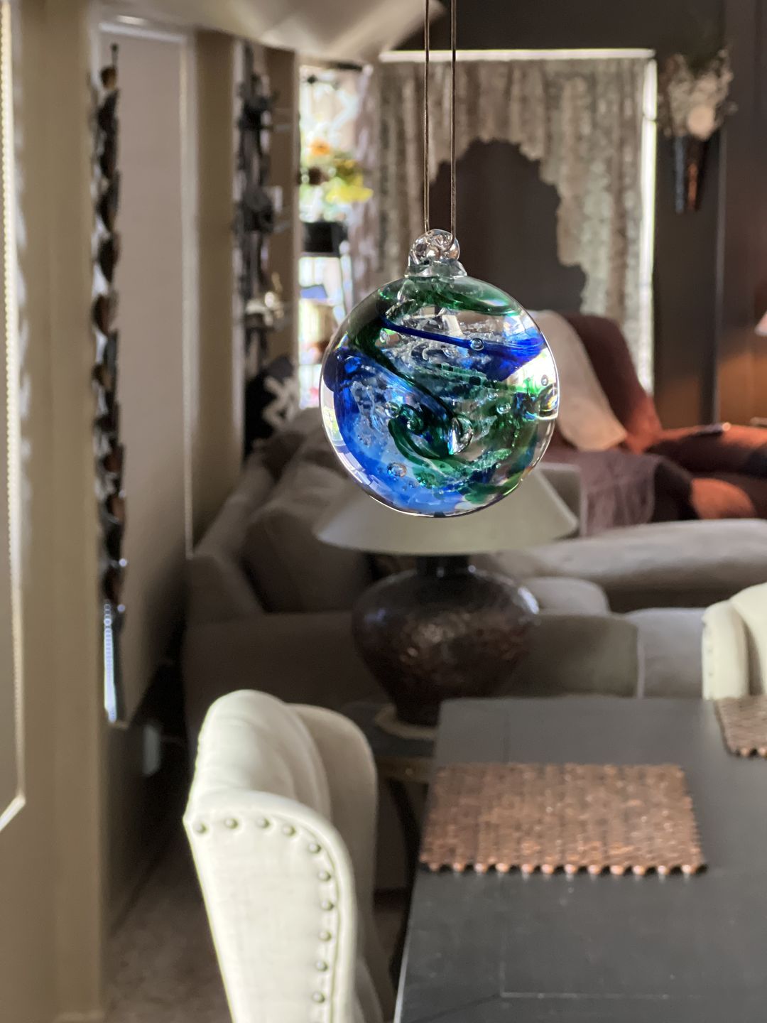 Customer photo review of Glimmer Orb with Cremation Ashes