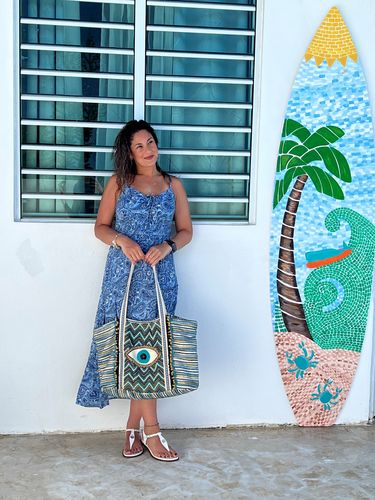 Customer photo review of Grecian Nights Evil Eye Tote