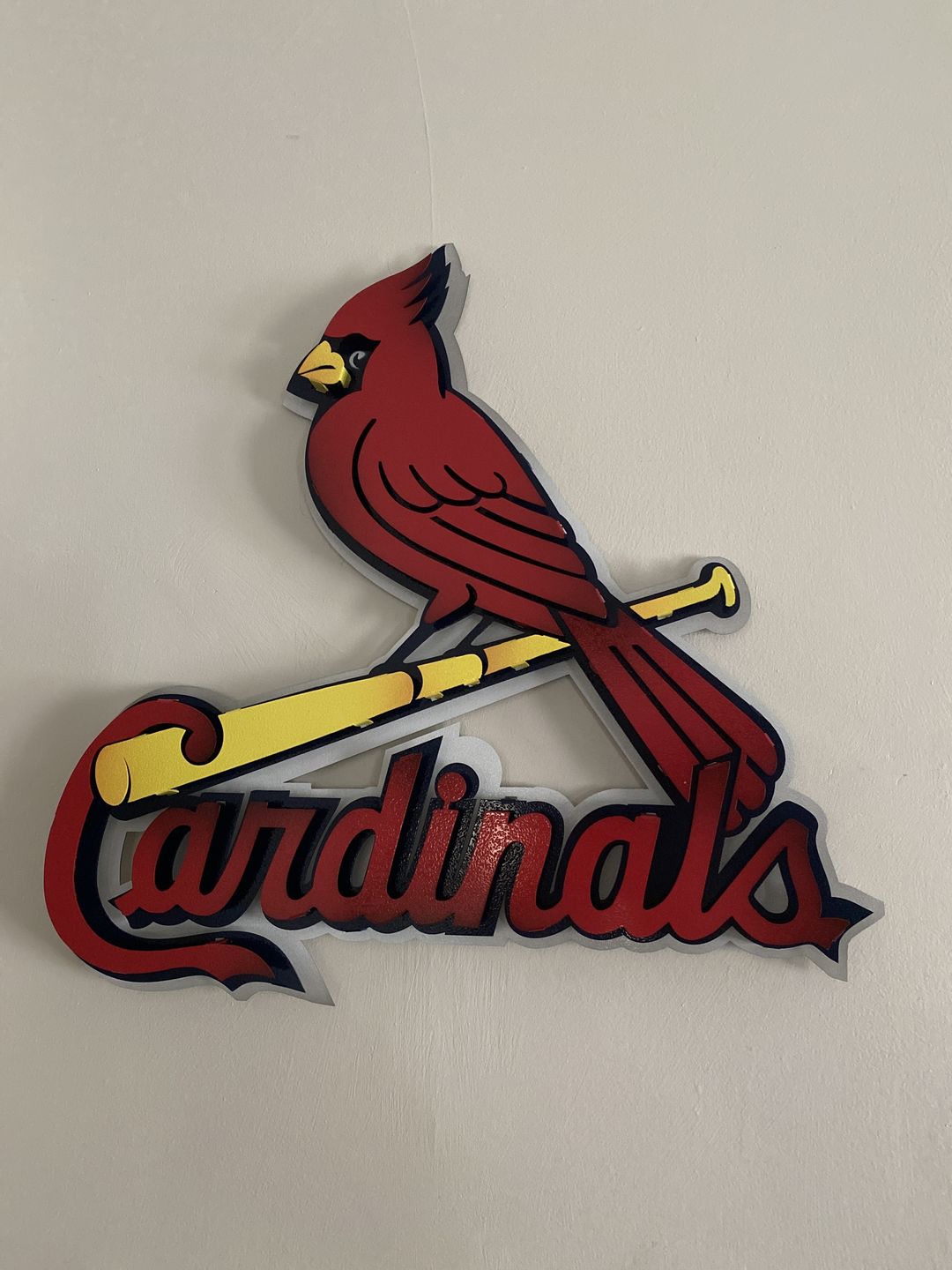Customer photo review of St. Louis Cardinals "BIRD on a BAT" Logo 3D Metal Wall Art