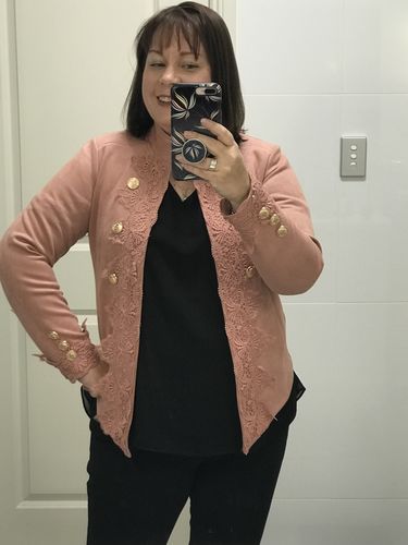 Customer photo review of Austere suede touch jacket - Blush