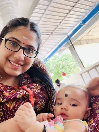 Customer photo review of Brown and Orange Katha Cotton Maxi