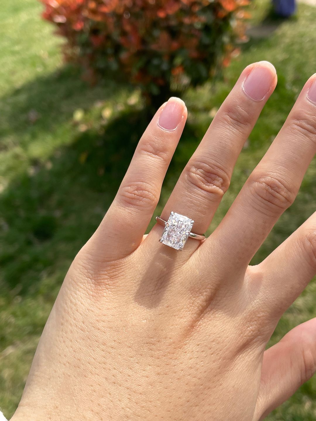 Customer photo review of S925 Classic 4.5 Carat Radiant Cut Simulated Diamond Engagement Ring/Wedding Set