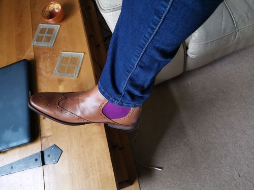 Customer photo review of Amen Leather Chelsea Boots With Purple Gussets