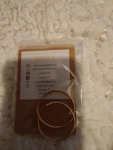 Customer photo review of 35MM Thin Hoops in 18K Gold Filled