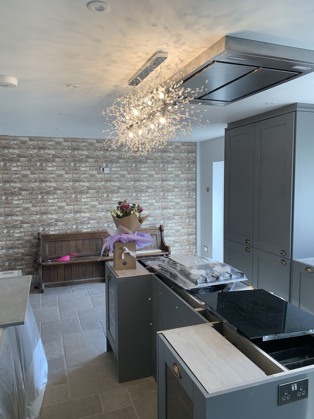 Customer photo review of Modern 12-Light Crystal Chandelier