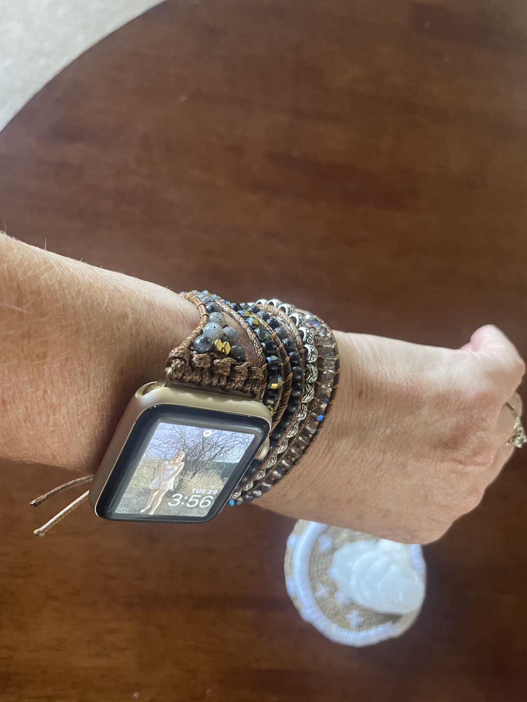 Customer photo review of Delicate Picasso Jasper Apple Watch Strap
