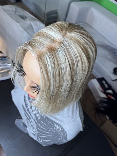Customer photo review of Full Shine Lace Human Hair Topper Piece 13cm*13cm For Women Highlights #P8/60