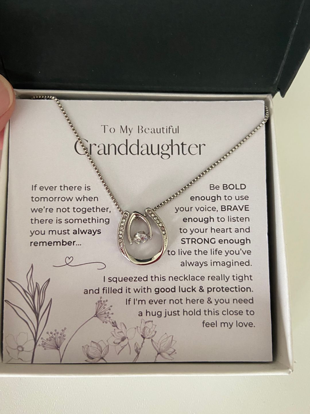 Customer photo review of To My Granddaughter, Always Remember This - Lucky Horseshoe Necklace
