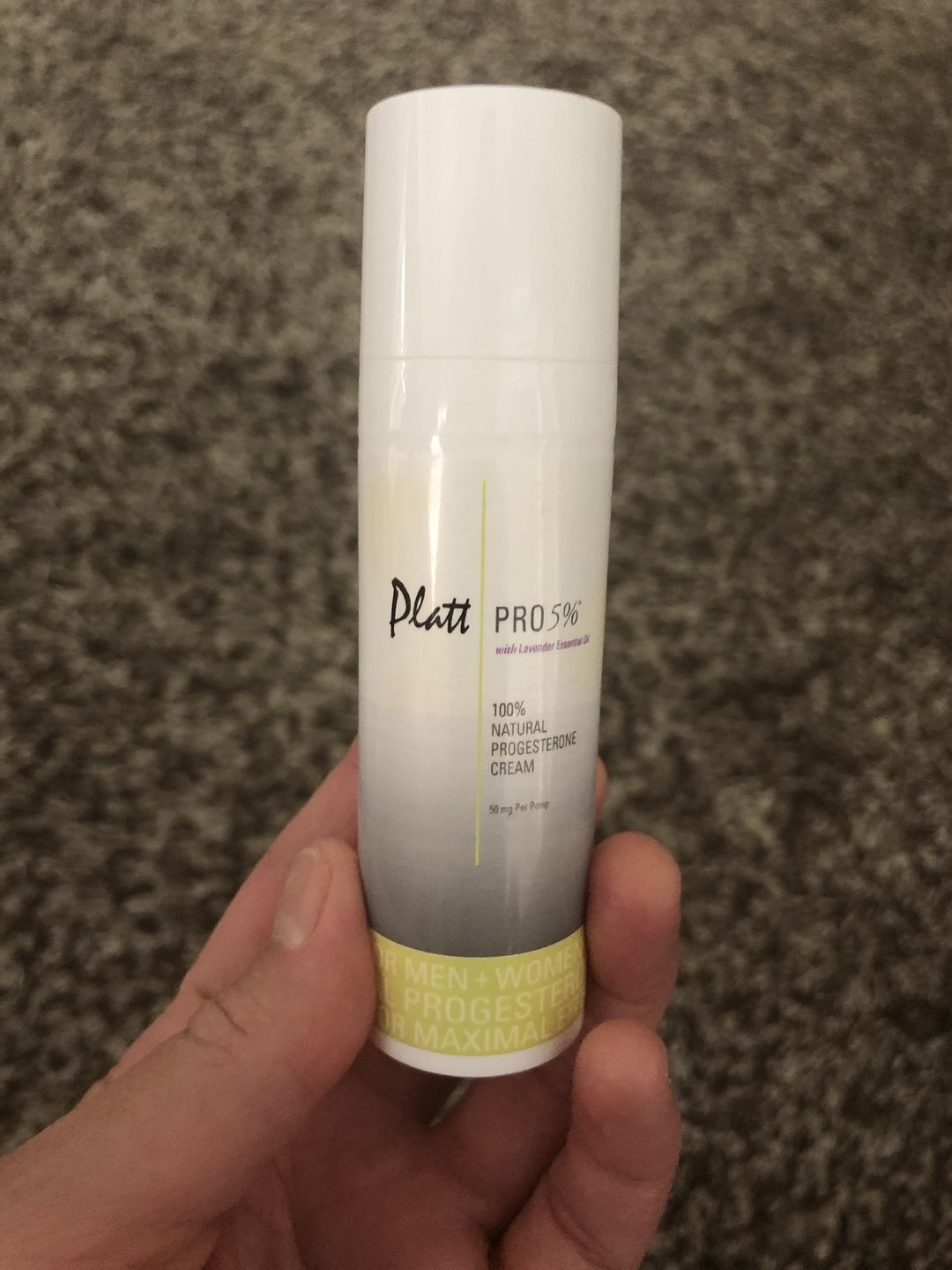 Customer photo review of Platt Pro 5% Progesterone Cream with Lavender Essential Oil (Bioidentical)