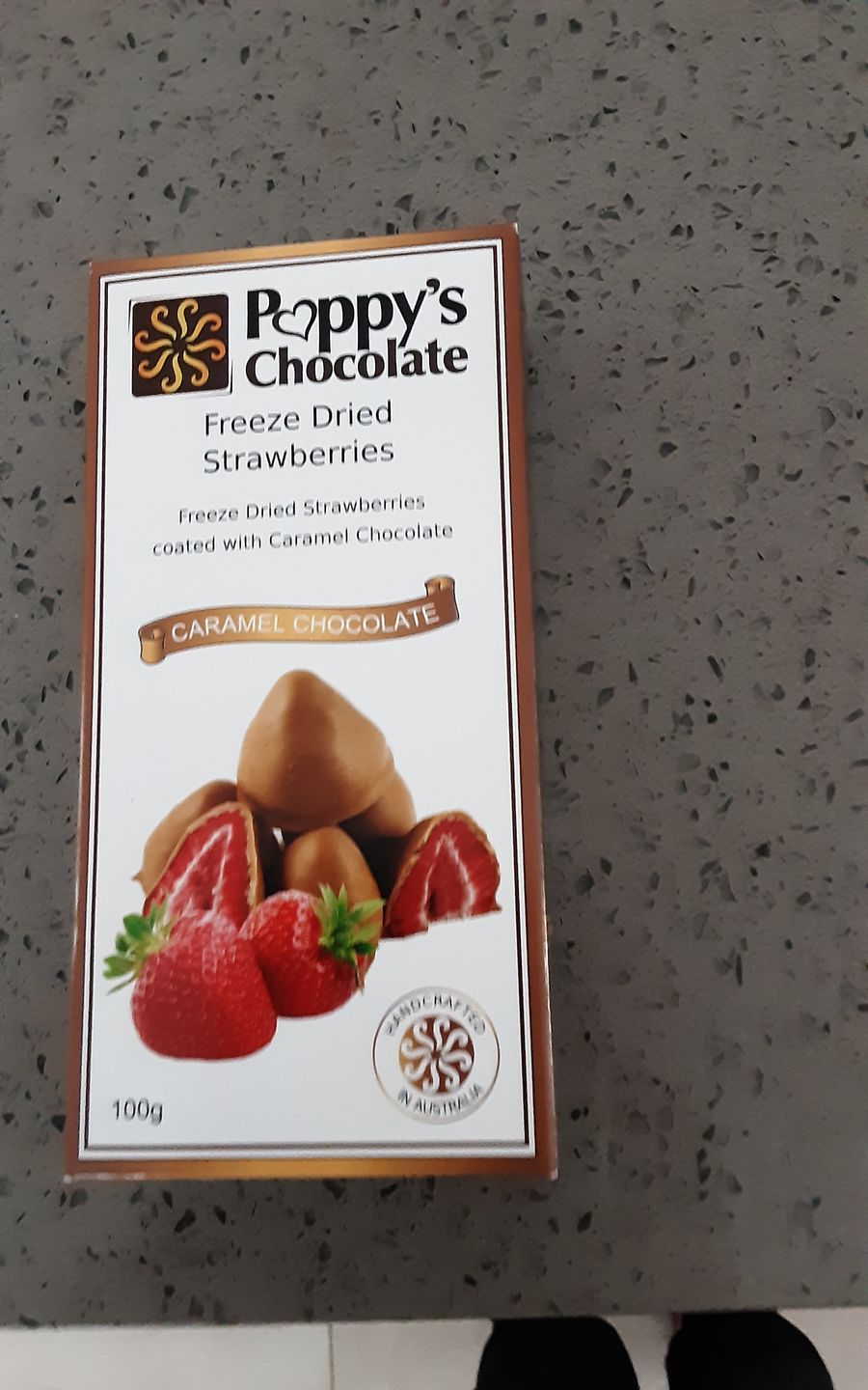 Customer photo review of Caramel Chocolate Coated Freeze Dried Strawberries 100g