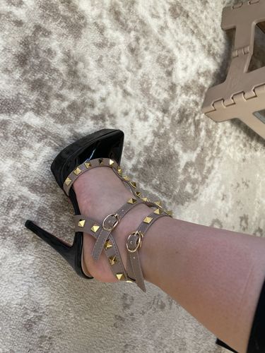 Customer photo review of Petite Rockstud Strappy High Heels GS63