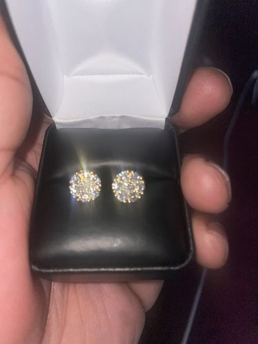 Customer photo review of 1.40 Carat Certified VVS1 Moissanite Cluster Earrings