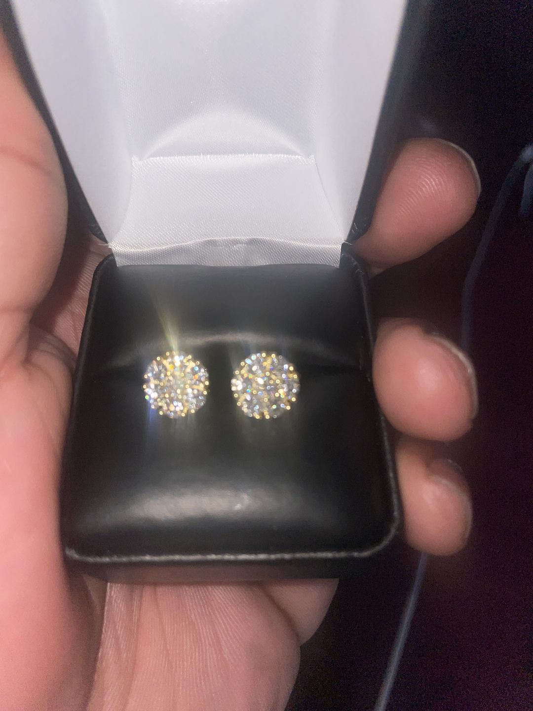 Customer photo review of 1.40 Carat Certified VVS1 Moissanite Cluster Earrings