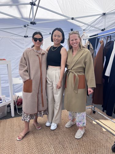 Customer photo review of JL066A Vegan Leather-trimmed Coat in Cashmere