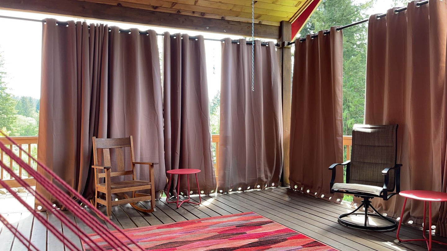 Customer photo review of Top & Bottom Grommet Windproof Outdoor Curtains for Patio 1 Panel