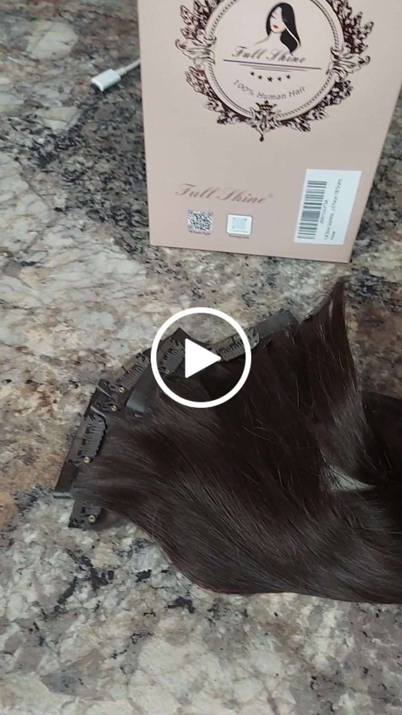 Customer video review of Full Shine Clip in Extensions 100% Remy Human Hair 7 Pieces Darkest Brown (#2)