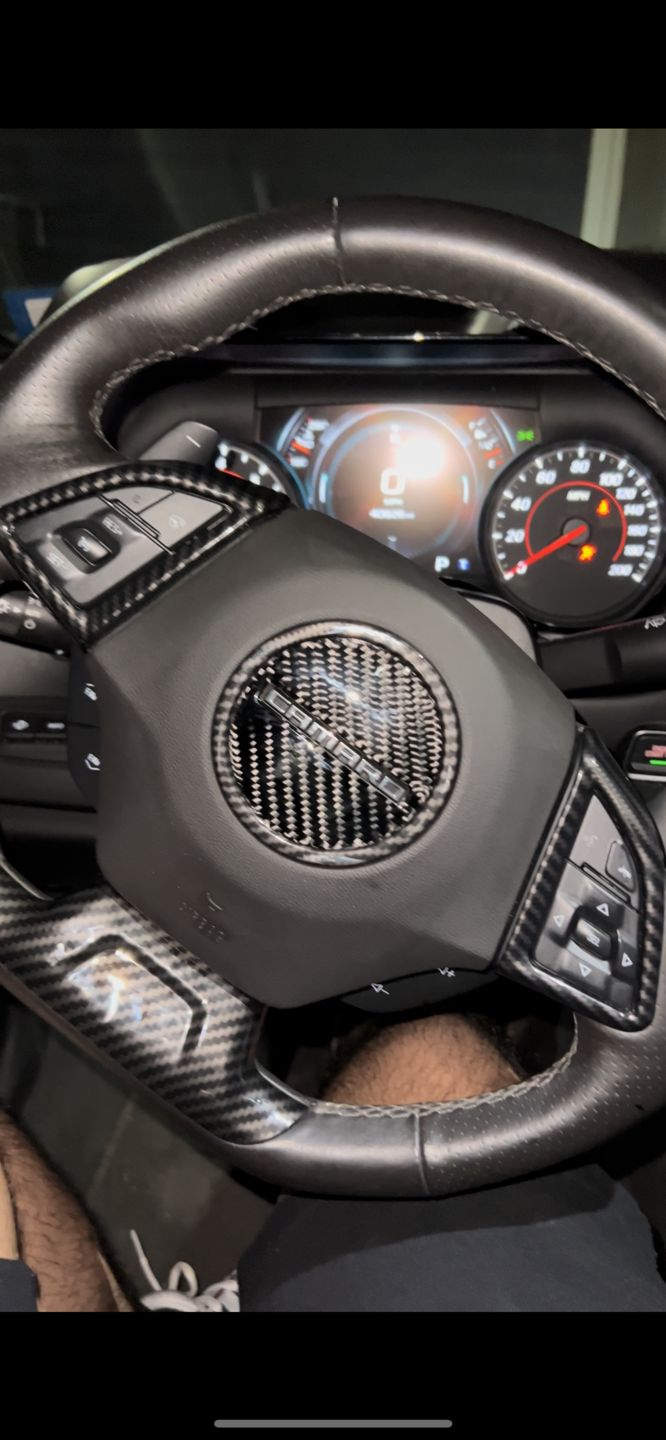 Customer photo review of Carbon Fiber Steering Wheel Center Overlay For Chevy Camaro 2016-2021