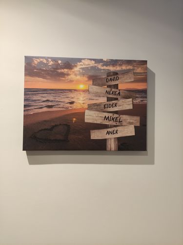 Customer photo review of Lienzo personalizado Corazon en la Playa