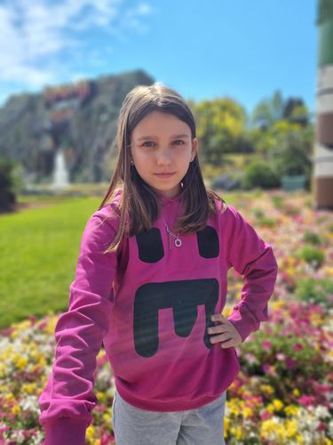 Customer photo review of Felpa cappuccio Maxi logo Prugna