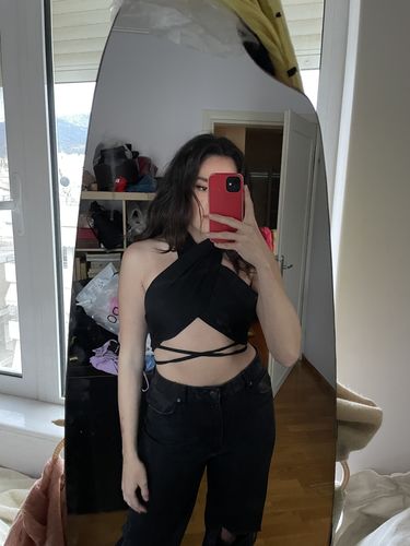 Customer photo review of Cut Out Cross Wrap Halter Neck Tank Top