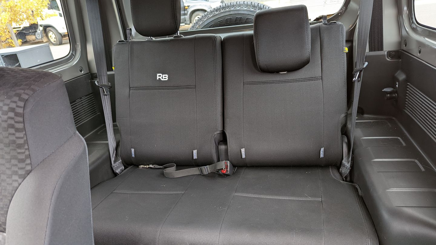 Customer photo review of Suzuki Jimny Neoprene Rear Row Seat Covers (Available)