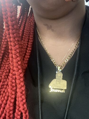 Customer photo review of Lovers Charm™ 18K Custom Engraved Necklace
