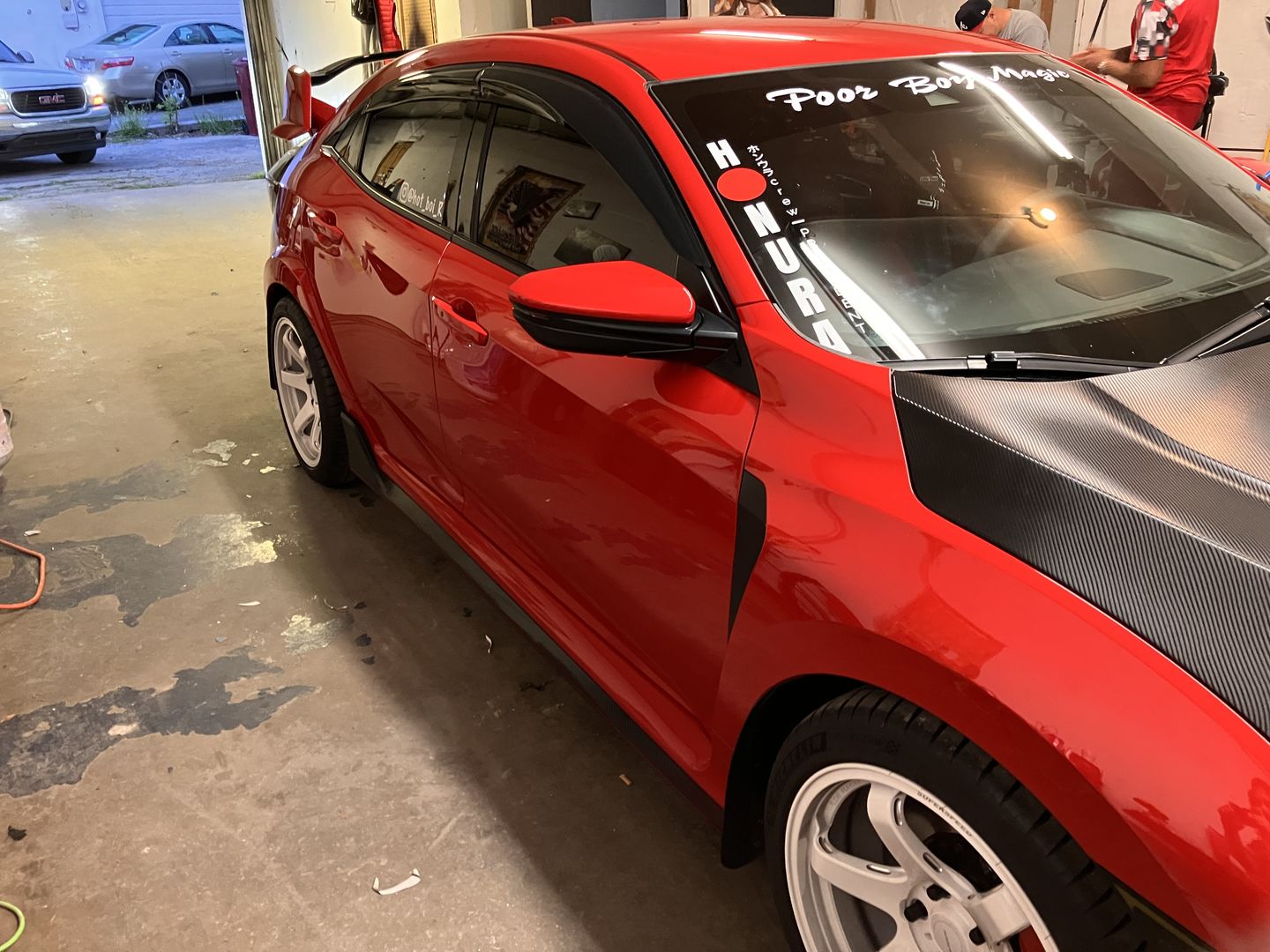 Customer photo review of 2016-21 Honda Civic Hatchback Tape-On Window Visors Wind Deflectors Rain Guards