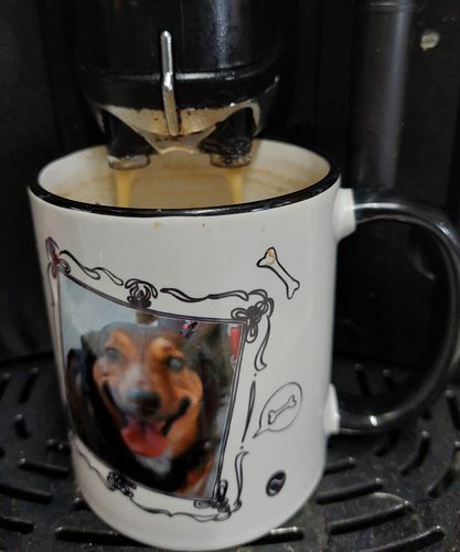 Customer photo review of Fotobecher mit eigenem Hundfoto & Spruch (Leben ohne Hund)