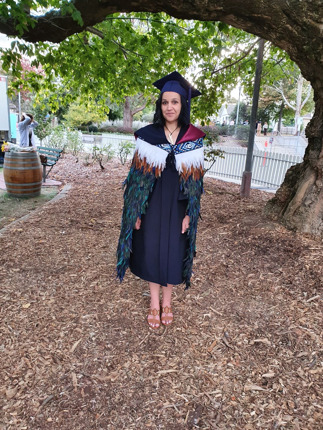Customer photo review of Beautiful Tui Bird Maori Feather Korowai