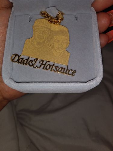 Customer photo review of Lovers Charm™ 18K Custom Engraved Necklace