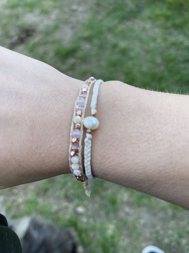 Customer photo review of Pearl Braided Stone Bracelet