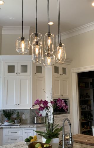 Customer photo review of Modern 7-Light Cluster Hand-blown Clear Glass Pendant