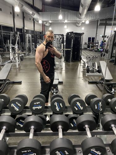 Customer photo review of Shrdd X T-Back- gym singlet tanktop - Black / Red