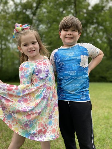Customer photo review of "Easter Blessings" [Everyday Collection] Easter Raglan w/ Blush Watercolor Sleeves + Pocket