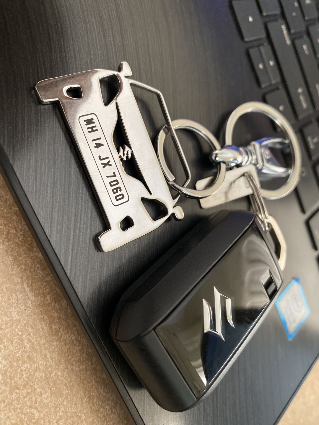 Customer photo review of Personalised Number Plate Car Keychain