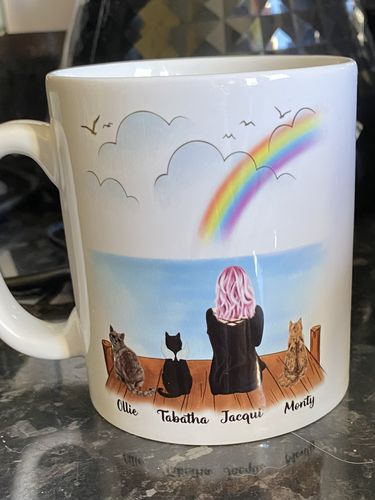 Customer photo review of Woman & Cats Mug - Life is better with a Cat -Personalised Mug