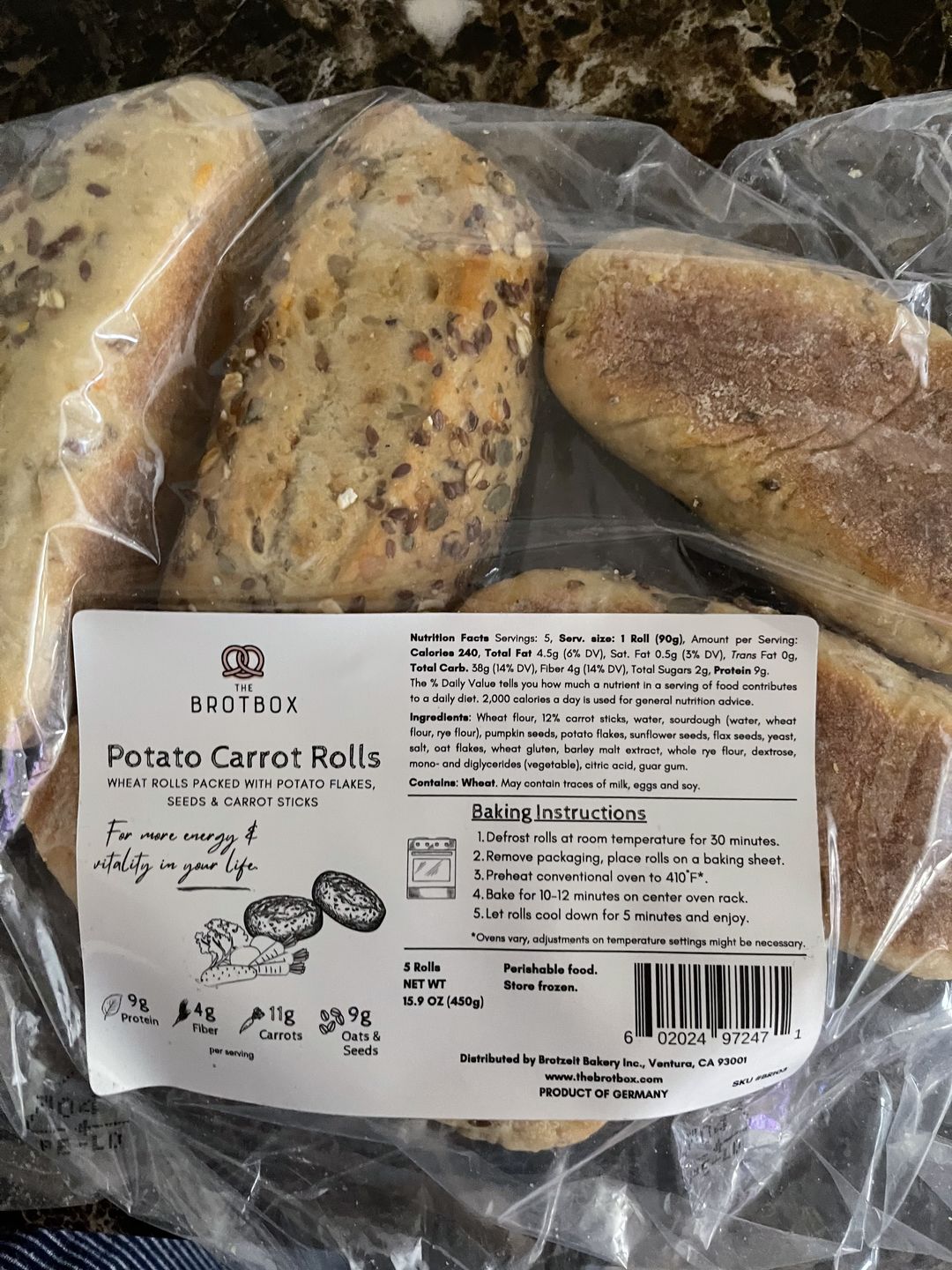 Customer photo review of Potato Carrot Rolls (5 pack)