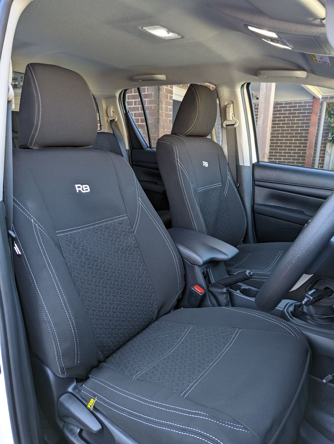 Customer photo review of Toyota HiLux 8th Gen Premium Neoprene 2x Front Seat Covers (Made to Order)