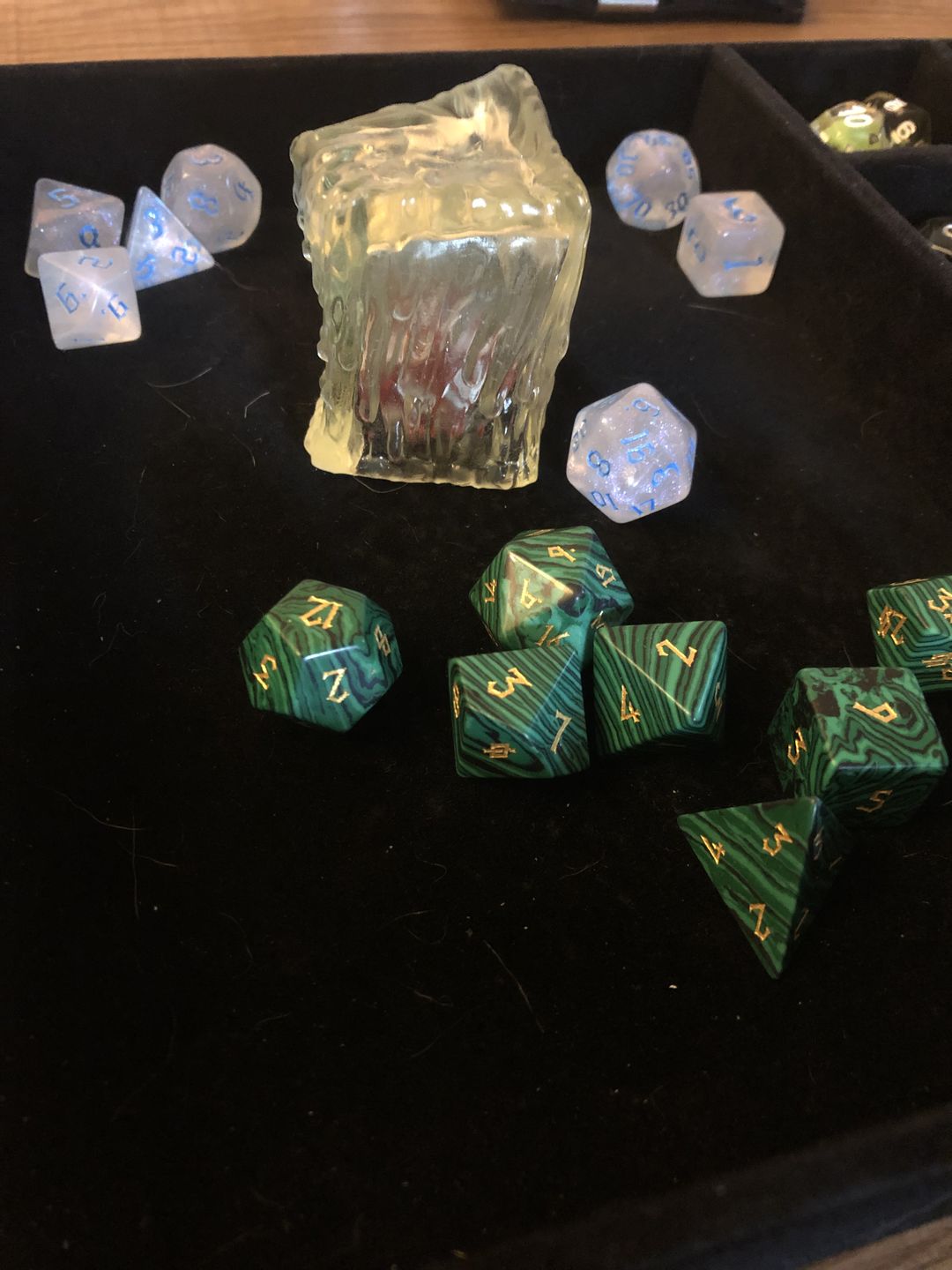 Customer photo review of MALACHITE STONE DICE SET