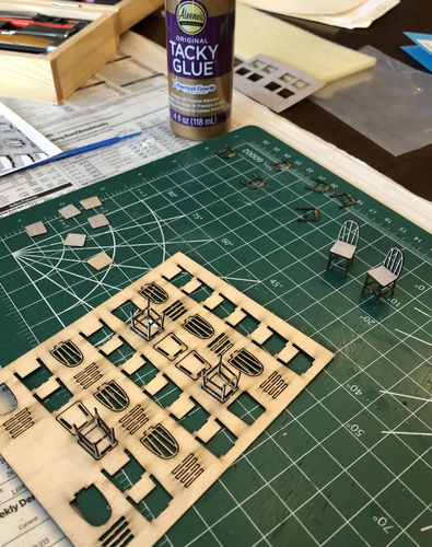 Customer photo review of Banta Modelworks 718 Bent Back Chairs, O Scale