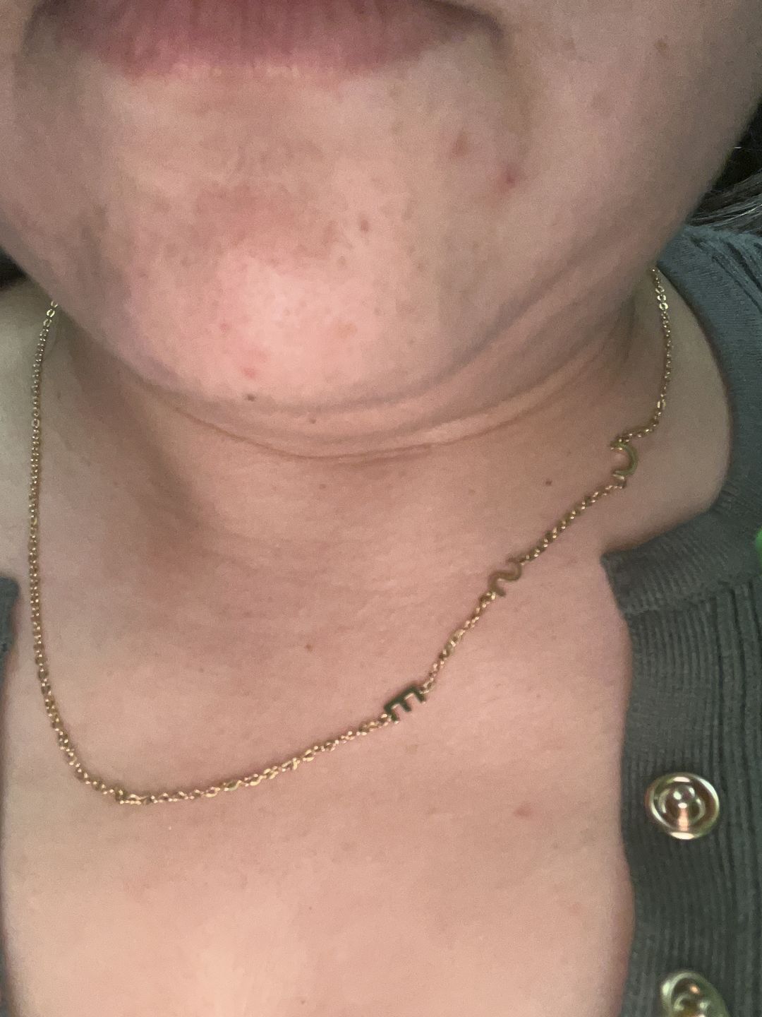 Customer photo review of Sideways Initial Letter Necklace
