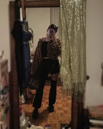 Customer photo review of High Waist Distressed Flared Pants
