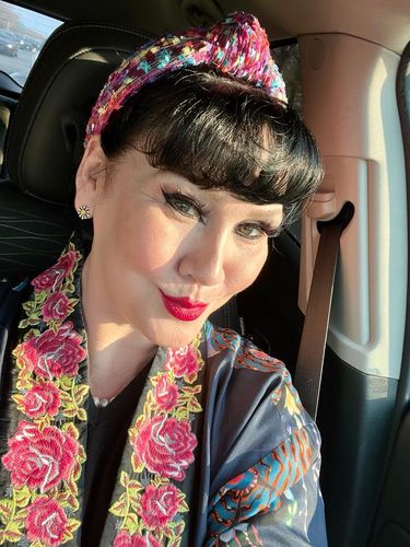 Customer photo review of MAGENTA METALLIC CONFETTI KNOTTED HEADBAND