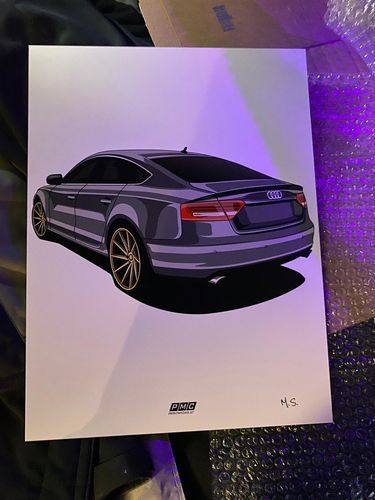 Customer photo review of Dein von Hand gezeichnetes Fahrzeug als Metall Poster