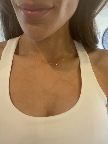 Customer photo review of Tiny Solitaire Cubic Zirconia Necklace