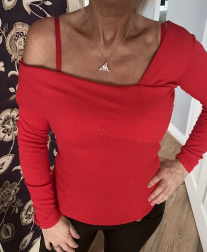 Customer photo review of Texas Red Off The Shoulder Top