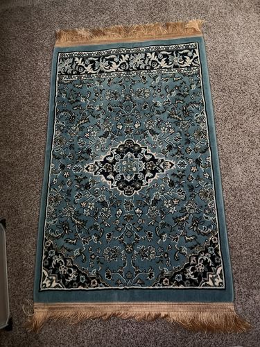 Customer photo review of Al Rawdah Premium Prayer Rug 8MM - Sky Blue