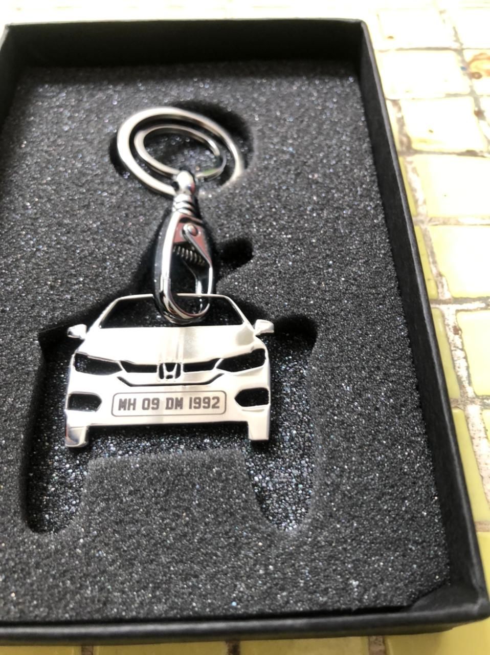 Customer photo review of Personalised Number Plate Car Keychain