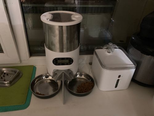 Customer photo review of Timing Pet Feeder Automatic Pet Feeding Stainless Steel Double Bowl For 2 Small And Medium-Sized Cat Dog Smart Food Dispenser
